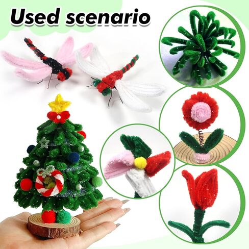 TOAOB 100pcs Glitter Green Pipe Cleaners Metallic Chenille Stems 12 Inch Fuzzy Sticks Craft Supplies for DIY Art Craft Projects Home Decorations in Saudi Arabia