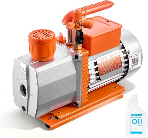 VEVOR Vacuum Pump, 7 CFM 3/4 HP, HVAC Two Stage Rotary Vane AC Vacuum Pump, for R134a R22 R410a R1234YF R32, 4 Pole Motor, for Automotive Air Conditioner Maintenance Resin Degassing, Oil Included in Saudi Arabia