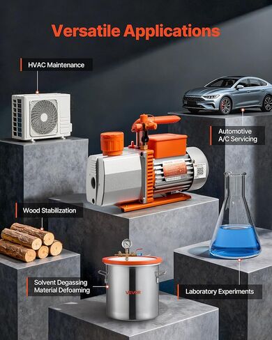VEVOR Vacuum Pump, 7 CFM 3/4 HP, HVAC Two Stage Rotary Vane AC Vacuum Pump, for R134a R22 R410a R1234YF R32, 4 Pole Motor, for Automotive Air Conditioner Maintenance Resin Degassing, Oil Included in Saudi Arabia