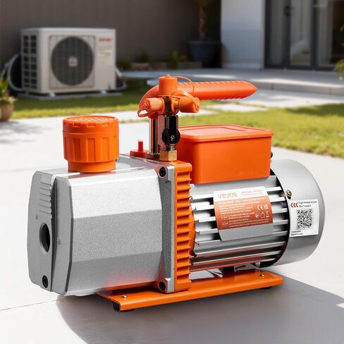 VEVOR Vacuum Pump, 7 CFM 3/4 HP, HVAC Two Stage Rotary Vane AC Vacuum Pump, for R134a R22 R410a R1234YF R32, 4 Pole Motor, for Automotive Air Conditioner Maintenance Resin Degassing, Oil Included in Saudi Arabia