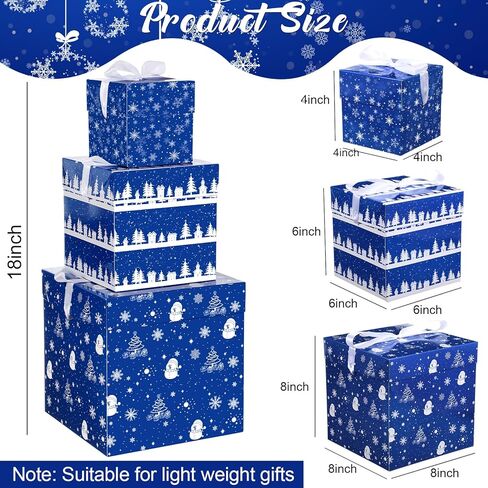 TecUnite 3 Pcs Christmas Stackable Nesting Gift Boxes Decorative Boxes with Lids for Present Wrapping Xmas New Year Holiday Party Xmas Tree Decor(Classic,Red, White) in Saudi Arabia