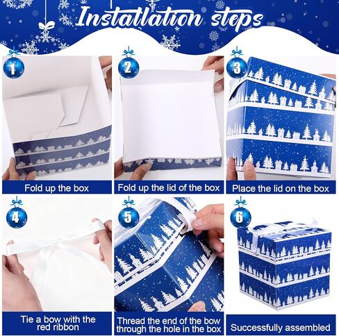 TecUnite 3 Pcs Christmas Stackable Nesting Gift Boxes Decorative Boxes with Lids for Present Wrapping Xmas New Year Holiday Party Xmas Tree Decor(Classic,Red, White) in Saudi Arabia