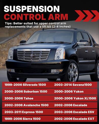 2-4" Front Upper Control Arms with Ball Joint, 2PCS Adaption 2-4" Lift Suspension Kit Adjustable Control Arm (Red, 2007-2016 Silverado 1500 Sierra 1500 Upgraded) in Saudi Arabia