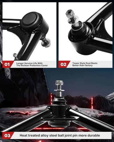 2-4" Front Upper Control Arms with Ball Joint, 2PCS Adaption 2-4" Lift Suspension Kit Adjustable Control Arm (Red, 2007-2016 Silverado 1500 Sierra 1500 Upgraded) in Saudi Arabia