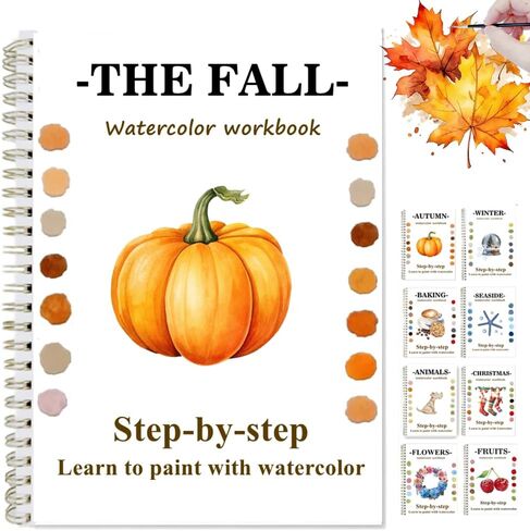 Watercolor Workbooks for Beginners, Water Coloring Book Beginner Friendly Watercolor Paint Set Art Crafts Painting Kit Gift for Adults, Teens, Any Level Artist (Flowers A, Without Paint Set) in Kuwait