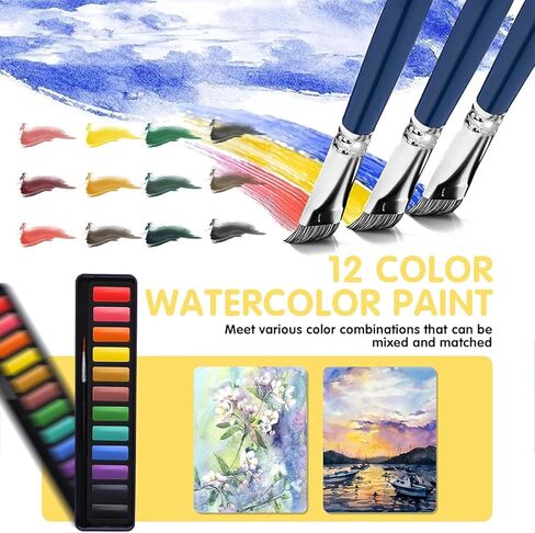 Watercolor Workbooks for Beginners, Water Coloring Book Beginner Friendly Watercolor Paint Set Art Crafts Painting Kit Gift for Adults, Teens, Any Level Artist (Flowers A, Without Paint Set) in Kuwait