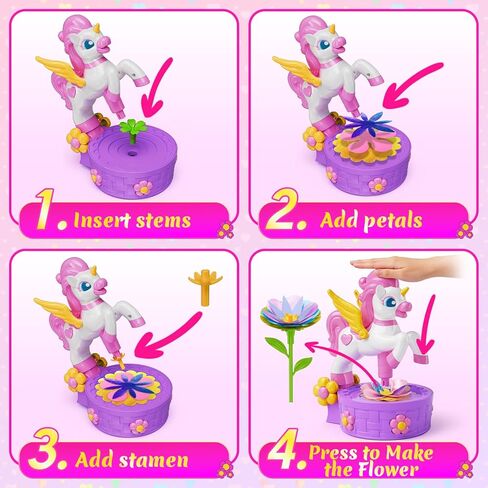 مجموعات الحرف اليدوية، اضغط لإنشاء صانع الزهور، ألعاب يونيكورن للفتيات من سن 3 إلى 12 عامًا، لعبة باقات الزهور القماشية، فنون وحرف يدوية للأطفال، هدايا عيد ميلاد فريدة لعيد الميلاد لـ 3 4 5 6 7 8 9 10 11 12 عامًا in Kuwait