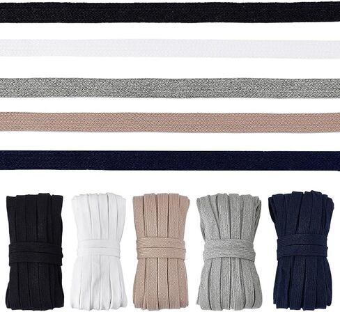 PH PandaHall 5 Colors 54.7Yards Flat Cotton Drawstring, 12mm Soft Drawstring Replacement, Double Layer Hollow Cotton Drawcord for Hoodie Sweatpants Sweatshirt, 10.94Yard/Bundle in Saudi Arabia