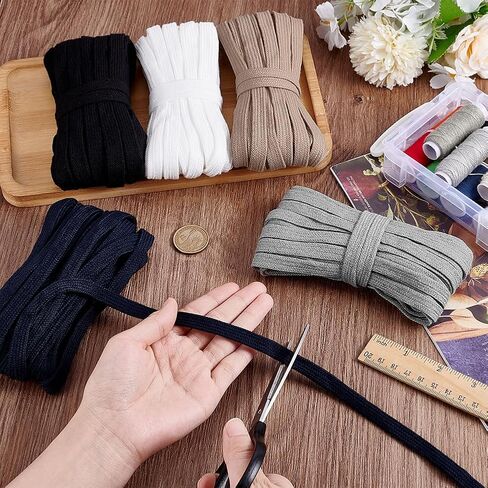 PH PandaHall 5 Colors 54.7Yards Flat Cotton Drawstring, 12mm Soft Drawstring Replacement, Double Layer Hollow Cotton Drawcord for Hoodie Sweatpants Sweatshirt, 10.94Yard/Bundle in Saudi Arabia
