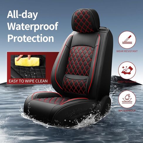 Car Seat Covers Compatible with GMC Terrain 2010-2025 2026 - Full Set 5 Seats Luxury Leather All-Weather Seat Cushions & Protectors, Waterproof & Breathable, Airbag Compatible (Black) in Saudi Arabia