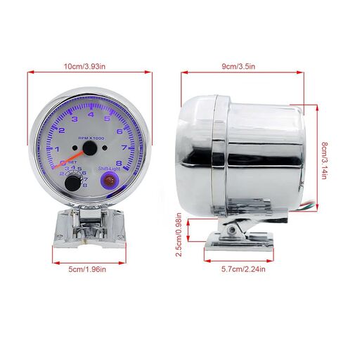 Tachometer Tacho Gauge with Shift Light 3.75in 0‑8000 RPM 7 Color Backlight Tach AUTO Gauge for 4/6/8 Cylinder 12V Gasoline‑Powered Vehicles Car White Face in Saudi Arabia