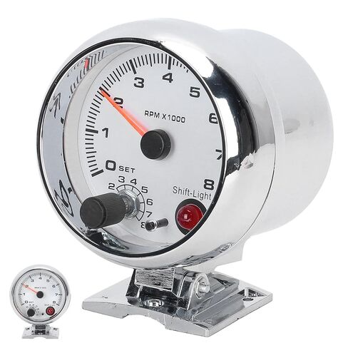 Tachometer Tacho Gauge with Shift Light 3.75in 0‑8000 RPM 7 Color Backlight Tach AUTO Gauge for 4/6/8 Cylinder 12V Gasoline‑Powered Vehicles Car White Face in Saudi Arabia