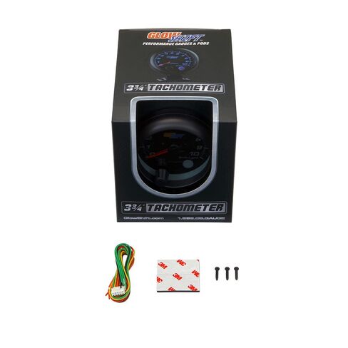 GlowShift Tinted 7 Color 5,000 RPM Diesel Tachometer Gauge - for 4, 6, 8 Cylinder Diesel Engines - Built-in Shift Light - Mounts On Dashboard - Black Dial - Smoked Lens - 3-3/4" 95mm in Saudi Arabia