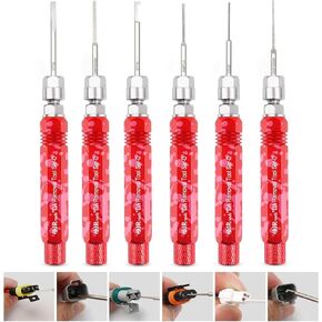 JRready ST5258 Electrical Pin Extractor Tool Kit with 6PCS Replacement Tips for AMP/Metri Pack/TE/JST/Deutsch Connectors, Pin Removal Tool Perfect for Car Repair Electrical Harness terminals in Kuwait