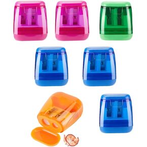 7-Pack Manual Pencil Sharpeners Compact & Portable, 4 Colors, Dual-Hole Design for Pencils, Crayons & Eyebrow Pencils Easy Clean, Travel Friendly in Saudi Arabia