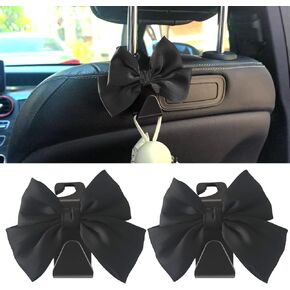 2 Pack Car Seat Headrest Hook, Auto Seat Hook Hangers Storage Organizer Interior Accessories for Handbag Clothes Coats Grocery Bags (Black silk) in Saudi Arabia