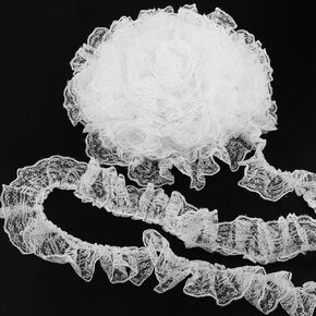 10 Yards Ruffle Single-Sided White Lace Ribbon Trim Delicate Ruffle Floral Fabric Lace for Sewing Crafts Lace Trim Laceribbon White in Kuwait