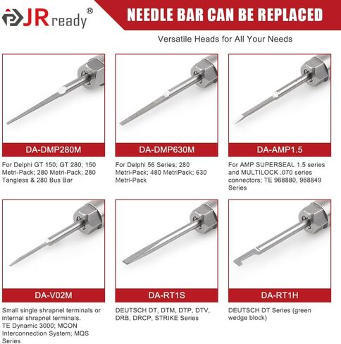 مجموعة أدوات استخراج الدبوس الكهربائية JRready ST5258 مع 6 قطع نصائح بديلة لموصلات AMP/Metri Pack/TE/JST/Deutsch، أداة إزالة الدبوس مثالية لمحطات تسخير السيارات الكهربائية in Kuwait