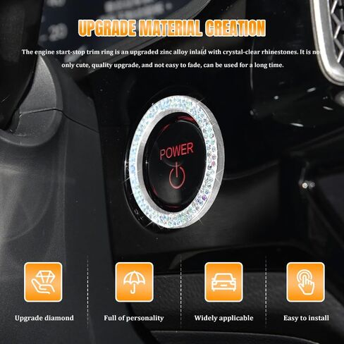 Car Engine Start Stop Decoration Ring, Car Start Button Cover, Push to Start Button Start Engine Ring, Car Accessories Push Start Button Ignition Ring Sticker for Women (Pink, 1PCS) in Saudi Arabia