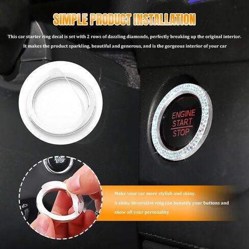 Car Engine Start Stop Decoration Ring, Car Start Button Cover, Push to Start Button Start Engine Ring, Car Accessories Push Start Button Ignition Ring Sticker for Women (Pink, 1PCS) in Saudi Arabia