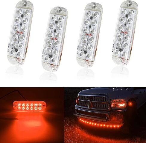 UNXMRFF 4-Pack LED Truck Emergency Strobe Lights 12 LED Amber Surface Mount Flashing Lights Waterproof Warning Emergency Flashing Lights Construction Caution Lights for Vehicles Motorcycles ATV 12-80V in Kuwait