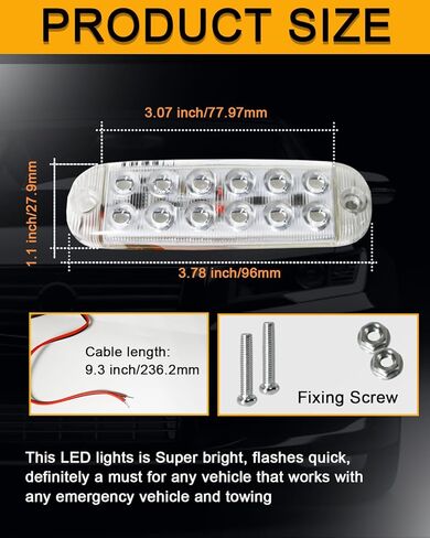 UNXMRFF 4-Pack LED Truck Emergency Strobe Lights 12 LED Amber Surface Mount Flashing Lights Waterproof Warning Emergency Flashing Lights Construction Caution Lights for Vehicles Motorcycles ATV 12-80V in Kuwait