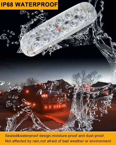 UNXMRFF 4-Pack LED Truck Emergency Strobe Lights 12 LED Amber Surface Mount Flashing Lights Waterproof Warning Emergency Flashing Lights Construction Caution Lights for Vehicles Motorcycles ATV 12-80V in Kuwait