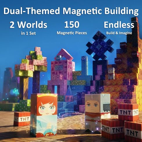 Magnetic Blocks - 150PCS Magnetic Building Blocks, STEM Constructions Magnet Blocks for Boys Girls Age 3 4 5 6 7 8 9 10, Sensory Stacking Toy Christmas Birthday Gifts for Kids in Saudi Arabia