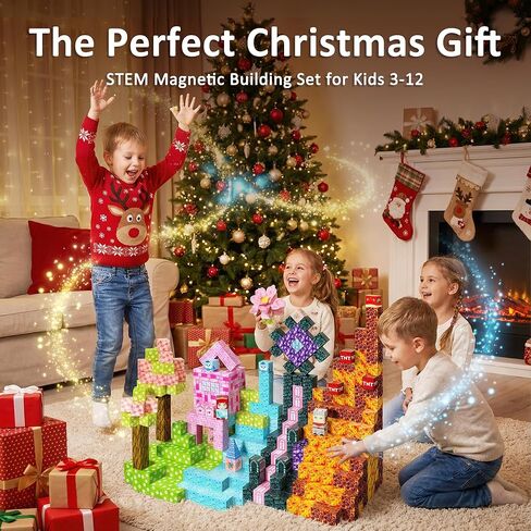 Magnetic Blocks - 150PCS Magnetic Building Blocks, STEM Constructions Magnet Blocks for Boys Girls Age 3 4 5 6 7 8 9 10, Sensory Stacking Toy Christmas Birthday Gifts for Kids in Saudi Arabia