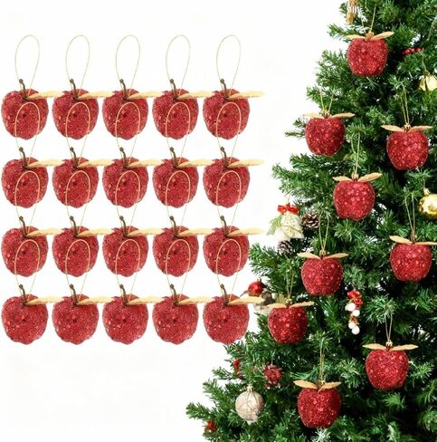 20 قطعة من Garneck قلادة تفاح عيد الميلاد para De Mujer ديكور داخلي لعيد الميلاد صناعي الفقرة زينة شجرة عيد الميلاد زينة بلاستيكية لامعة تفاح in Kuwait