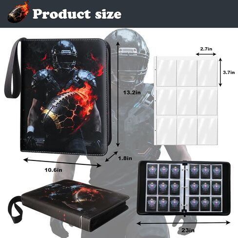 Football Card Binder 900 Pockets, Trading Card Holder with Detachable Sleeves, Portable Collector Album Sports Card and Football Cards 2025-2026 in Saudi Arabia