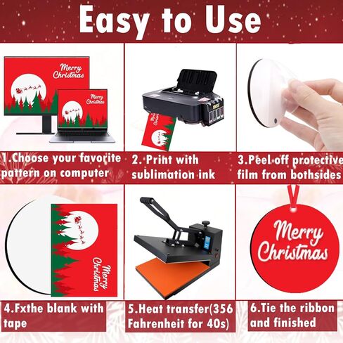 30 Pack Sublimation Ornament Blanks, 3" Round Sublimation Christmas Ornament Blanks Bulk with Ropes Kit, Personalized Sublimation Ornament for Christmas Decorations Indoor in Saudi Arabia