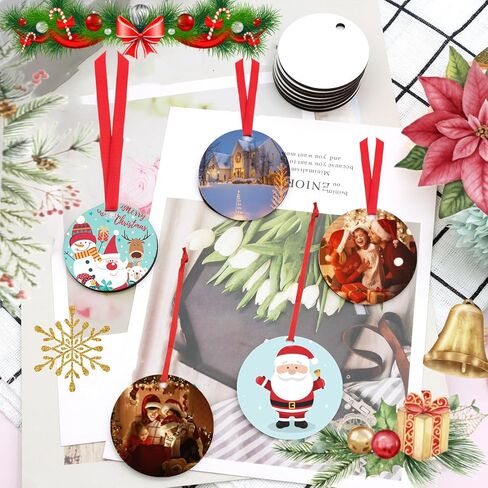 30 Pack Sublimation Ornament Blanks, 3" Round Sublimation Christmas Ornament Blanks Bulk with Ropes Kit, Personalized Sublimation Ornament for Christmas Decorations Indoor in Saudi Arabia