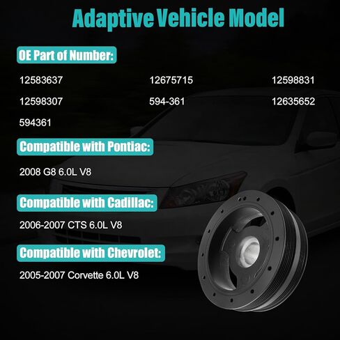594-361 Harmonic Balancer Crankshaft Pulley Compatible with Pontiac G8 2008,Compatible with Cadillac CTS 2006-2007,Compatible with Chevy Corvette 2005-2007 6.0L V8 12583637 12598307 12598831 in Saudi Arabia