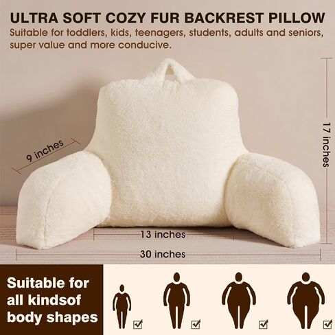وسادة قراءة من الفرو المنفوش من جيلتشي للبالغين والأطفال، مقاس موحد، أساسيات جامعية أنيقة للفتيات، وسادة خلفية غامضة للجلوس في السرير، هدية رائعة للمراهقين، وسادة دعم للذراع أثناء الجلوس في السرير in Kuwait