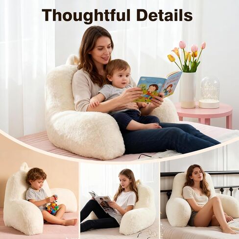 وسادة قراءة من الفرو المنفوش من جيلتشي للبالغين والأطفال، مقاس موحد، أساسيات جامعية أنيقة للفتيات، وسادة خلفية غامضة للجلوس في السرير، هدية رائعة للمراهقين، وسادة دعم للذراع أثناء الجلوس في السرير in Kuwait