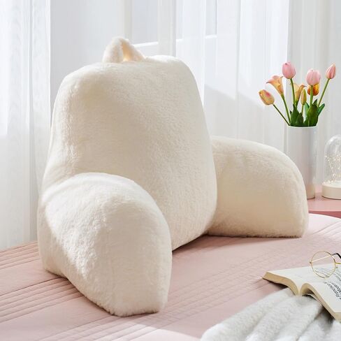 وسادة قراءة من الفرو المنفوش من جيلتشي للبالغين والأطفال، مقاس موحد، أساسيات جامعية أنيقة للفتيات، وسادة خلفية غامضة للجلوس في السرير، هدية رائعة للمراهقين، وسادة دعم للذراع أثناء الجلوس في السرير in Kuwait
