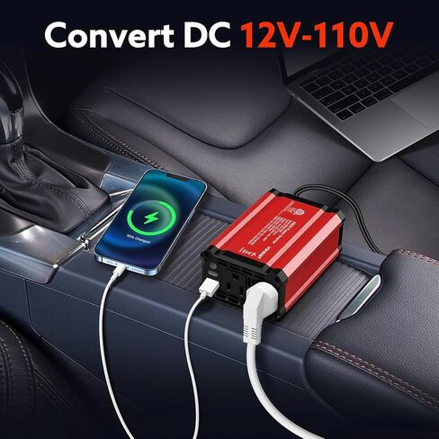 400W Power Inverter: Car Inverter with PD 30W USB C Port and QC 18W USB Port - 48W Max USB Output - DC 12V to AC 110V Inverter - Car Plug Adapter Outlet Inverter for Laptop, Phones, Camera in Saudi Arabia
