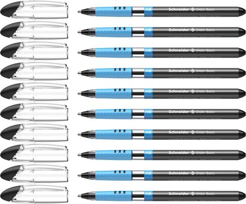 Schneider Slider Basic XB (Extra Broad) Ballpoint Pen, 1.4 mm, Transparent Barrel, Assorted Ink Colors, Pack of 8 Pens (151298) in Saudi Arabia