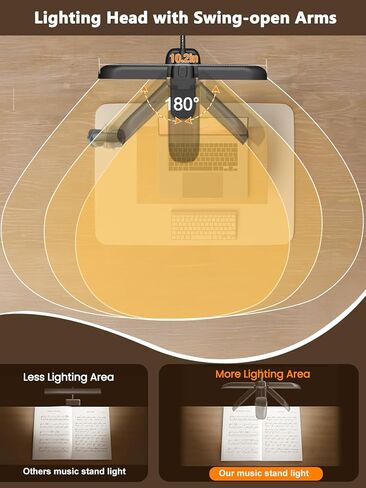 Vekkia 64 Led Rechargeable Music Stand Light, Folding Clip On Piano Lamp, Portable Professional 5 Brightness×3 Color Temperature, Perfect for Grand Piano, Book Reading. in Saudi Arabia