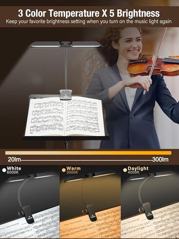 Vekkia 64 Led Rechargeable Music Stand Light, Folding Clip On Piano Lamp, Portable Professional 5 Brightness×3 Color Temperature, Perfect for Grand Piano, Book Reading. in Saudi Arabia