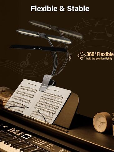 Vekkia 64 Led Rechargeable Music Stand Light, Folding Clip On Piano Lamp, Portable Professional 5 Brightness×3 Color Temperature, Perfect for Grand Piano, Book Reading. in Saudi Arabia