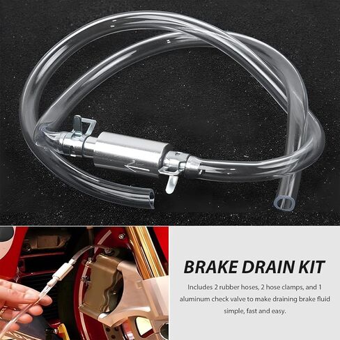 Car Brake Bleeder Hose, One Way Check Valve Clutch System Bleeding Tool Kit with Tube & Clamp, Hydraulic Brake Fluid Bleeder Hose Replacement for Most Cars Motorcycles in Saudi Arabia