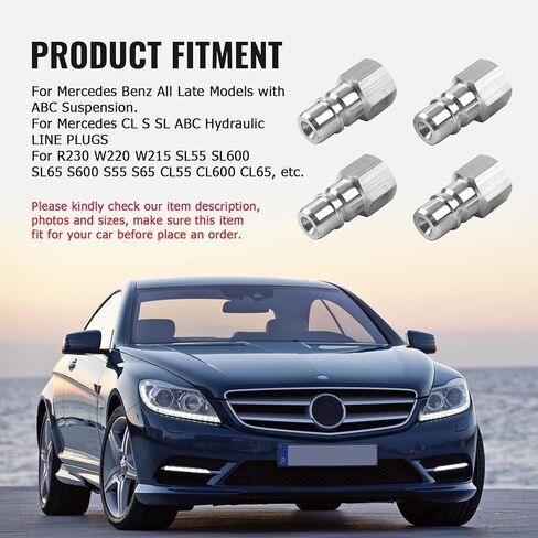 Bacar ABC Suspension Hydraulic Plug Repair Hose Fittings Hydraulic Oil Service Plugs Stainless Steel Caps Maintenance Kit 4 PCS for Mercedes Benz R230 W220 W215 SL55 SL600 SL65 S600 S55 S65 in Saudi Arabia