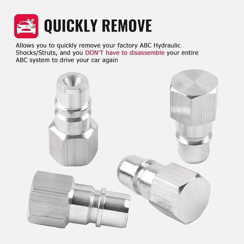 Bacar ABC Suspension Hydraulic Plug Repair Hose Fittings Hydraulic Oil Service Plugs Stainless Steel Caps Maintenance Kit 4 PCS for Mercedes Benz R230 W220 W215 SL55 SL600 SL65 S600 S55 S65 in Saudi Arabia