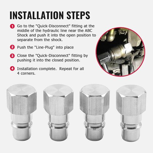Bacar ABC Suspension Hydraulic Plug Repair Hose Fittings Hydraulic Oil Service Plugs Stainless Steel Caps Maintenance Kit 4 PCS for Mercedes Benz R230 W220 W215 SL55 SL600 SL65 S600 S55 S65 in Saudi Arabia