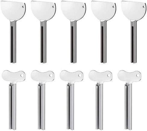 10 Pieces Metal Toothpaste Squeezer Tube Squeezer Press Key Tube Squeezer for Family Washroom Bathroom,Toothpaste,Etc - (Color: Silver) in Saudi Arabia
