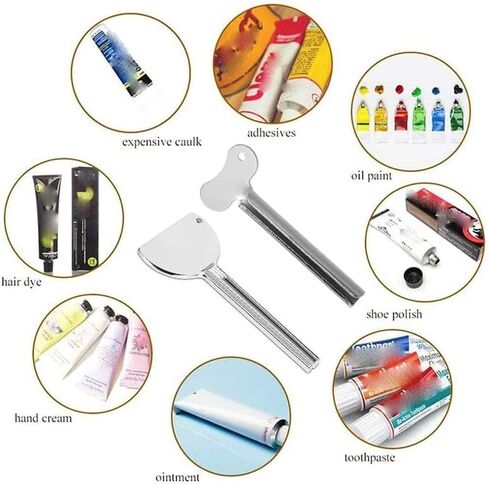 10 Pieces Metal Toothpaste Squeezer Tube Squeezer Press Key Tube Squeezer for Family Washroom Bathroom,Toothpaste,Etc - (Color: Silver) in Saudi Arabia