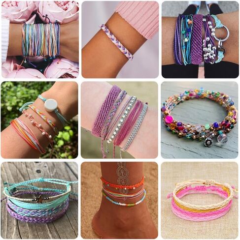 0.9mm Round 15-Ply Polyester Twisted Cord Total 80m Mixed 8 Colors for Necklace Bracelet DIY Jewelry Keychain Handmade Crafts Making Supplies (Pink Purple Series) in Saudi Arabia