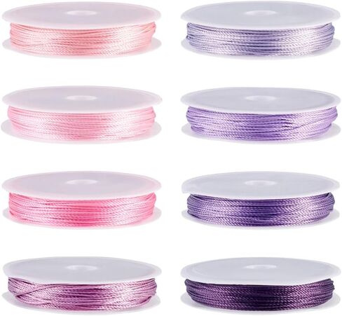 0.9mm Round 15-Ply Polyester Twisted Cord Total 80m Mixed 8 Colors for Necklace Bracelet DIY Jewelry Keychain Handmade Crafts Making Supplies (Pink Purple Series) in Saudi Arabia